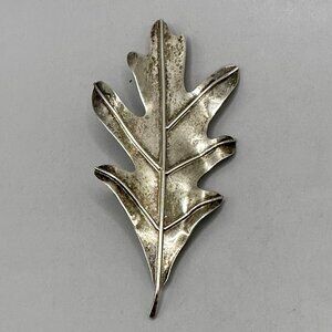 Modernist Single Oak Leaf Motif Brooch Great Falls Metal Works Sterling Silver